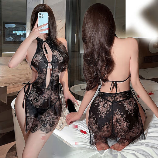 Sexy lingerie cheongsam sexy maid bed teasing flirt small breast uniform pajamas white dress thong one size