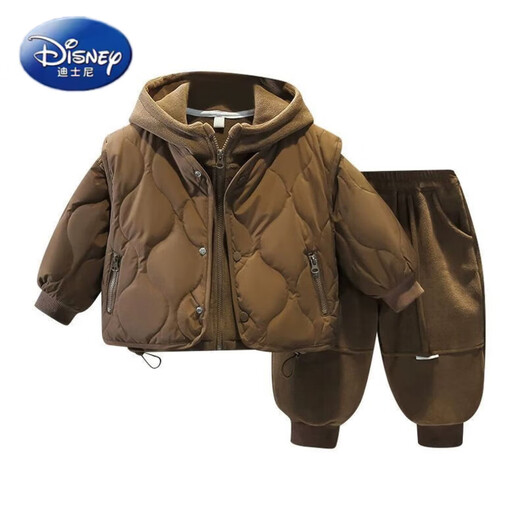Disney Boys Autumn and Winter Cotton Clothes Set 2025 New 1-9 Years Old Children's Vest Three-piece Set Winter Thickened Clothes for Outerwear Gray Winter Thickened Three-piece Set 100
