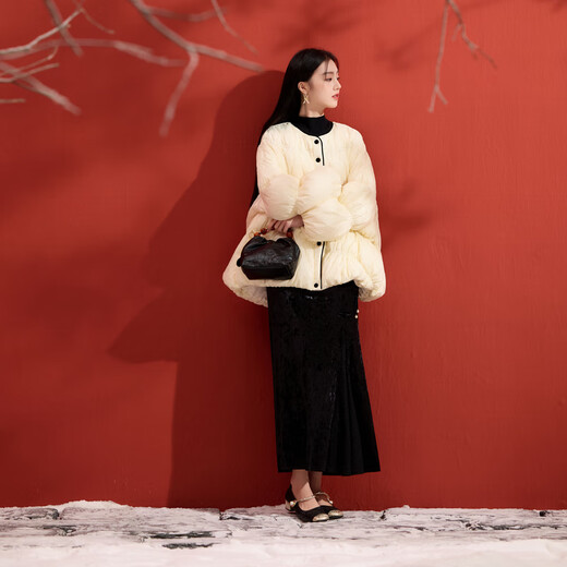 Sancai Yueying Shuanghua 2025 Winter New Ice Flower Velvet Skirt A-line Skirt High Waist Long Skirt C Classic Black S 155/64A