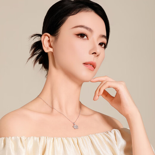 Mengjinyuan Platinum Pendant Colorful Peach Blossom Exploding Car Flower Brushed PT950 Free Birthday Gift for My Girlfriend Weighs About 2.25g