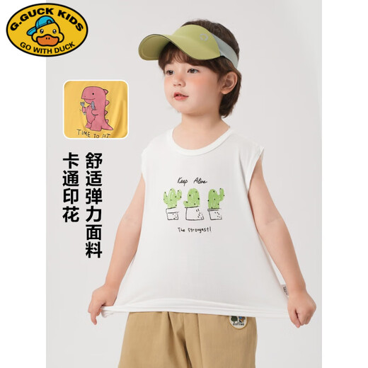 T-shirt sans manches modal G.DuckKids pour garçons Small Vest d'été Vêtements pour enfants Tendance des enfants minces enfants U13588 blanc 110 cm