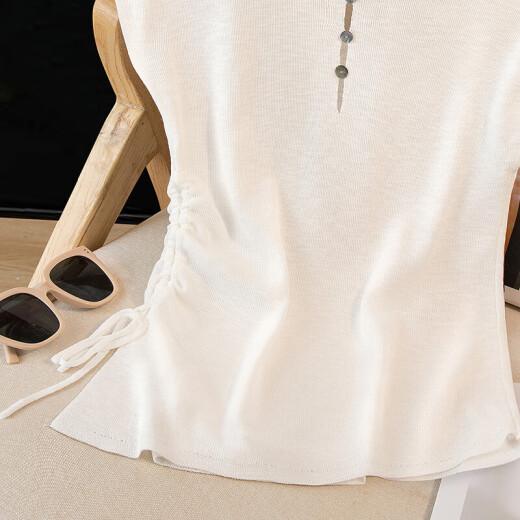 Silk Cypress V-Neck Pull 2025 Été Nouveau design plissé pour femmes Hollow Lady Pullover Top