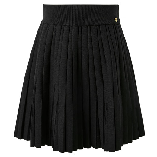 Sancai 2025 winter new pleated skirt knitted skirt high waist elastic skirt A-line skirt short skirt solid color M