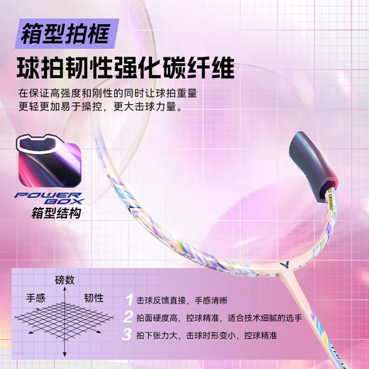 威克多胜利羽毛球拍铁锤雅思全碳素龙单拍TK-HMRL果冻色5U已穿线送手胶