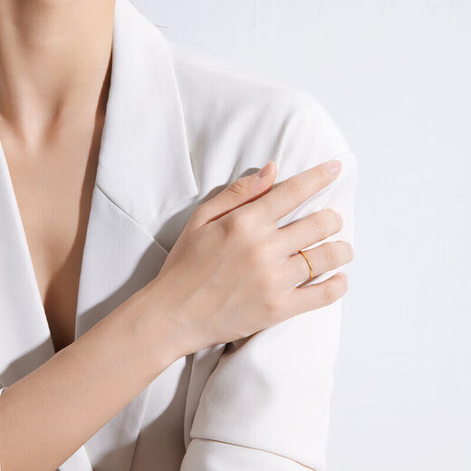 Yiqi quality gold Sansheng Sansheng ring gold-covered silver ring for men and women couple rings gold-plated aperture tail glossy ring No. 7 Lao Fengxiang same style 0.3g Lao Fengxiang same style