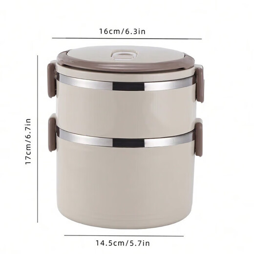 Jingdie insulated lunch box for work stainless steel lunch box insulated lunch box portable lunch box multi-layer with rice bowl large capacity portable lunch box beige double layer