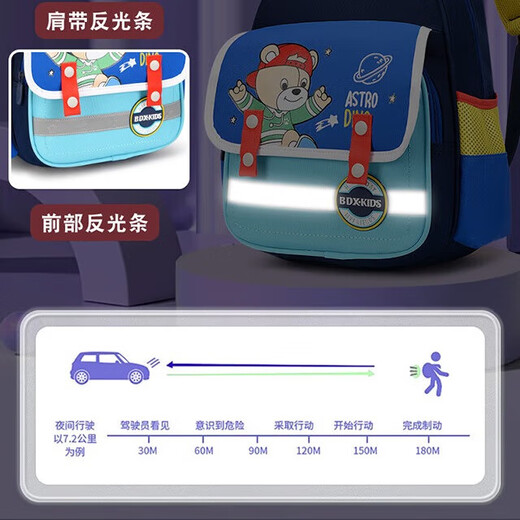 [Hailan Home Manufacturer] Kindergarten school bags for men, women, children, babies, primary school students backpacks for wear-resistant and waterproof peacock blue [fluorescent warning strip + waterproof material]