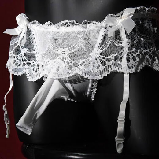 Men's triangle gun egg separation alternative thong underwear sexy pure desire men's fun underwear thong underwear men's underwear lace skirt thong opening black suspenders