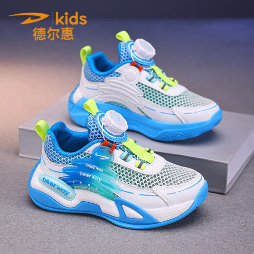 
Delhui Children's Sports Shoes 2025 Summer Single Net Breathable Rotary Buckle Children's Shoes for Boys and Girls Light Running Shoes for Children's Shoes Sky Blue 9929 [Summer Single Net] Size 33 [Shoe Length 21.0cm]