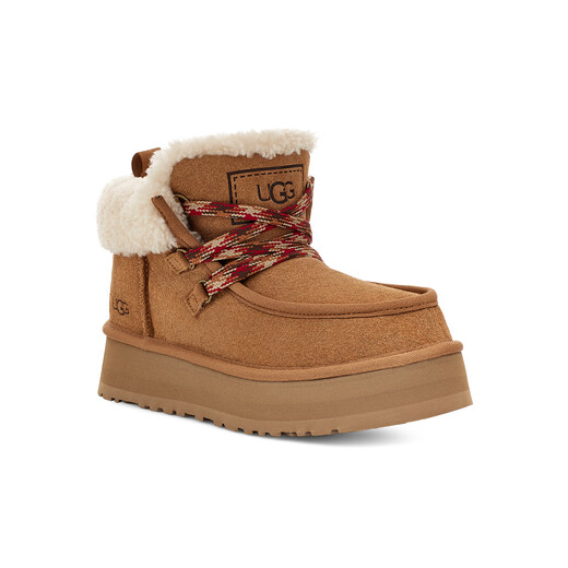 UGG Autumn Women's Fashionable and Comfortable Round Toe Warm Lace-up Casual Lazy Shoes 1143954CHE|Maroon 37