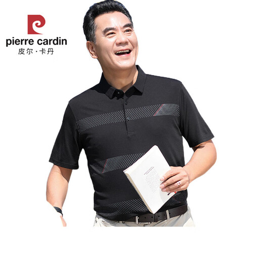 皮尔卡丹（pierre cardin）爸爸短袖T恤夏装中年男士冰丝半袖中老年爷爷宽松上衣父亲Polo衫 6188灰绿 真口袋 M 165 115斤以下