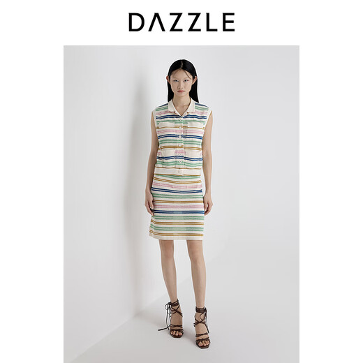 DAZZLE 邱天同款地素毛衣25夏新款复古肌理条纹毛衫马甲 彩色 M