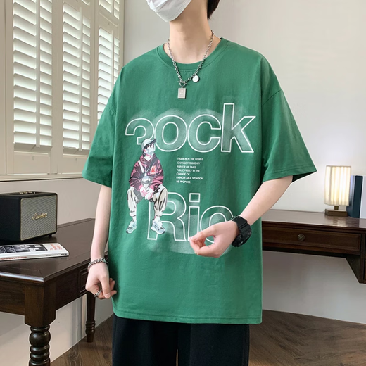 啄木鸟（TUCANO）夏季新款青少年男孩帅气短袖t恤初高中学生宽松纯棉半袖上衣潮流 693黑色 M (80-95斤)