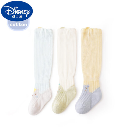 Disney baby socks spring and autumn thin loose-mouth mesh socks for newborn mosquito-repellent baby summer Class A pure cotton over the knee Hot sale B1047 Girl baby 3 pairs 0-6 months S size Sock sole length 8cm recommended 0-6 months