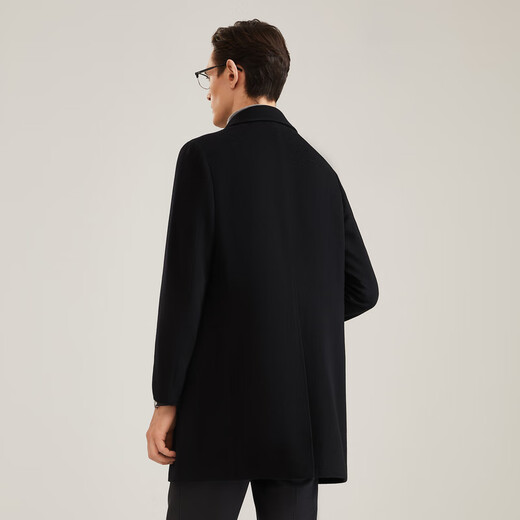 YOUNGOR Men's Coat Men's Single-breasted Jacket Slim Fit Business Coat Wool Blended Down Liner VYSY015110AFY Black L 175/96A