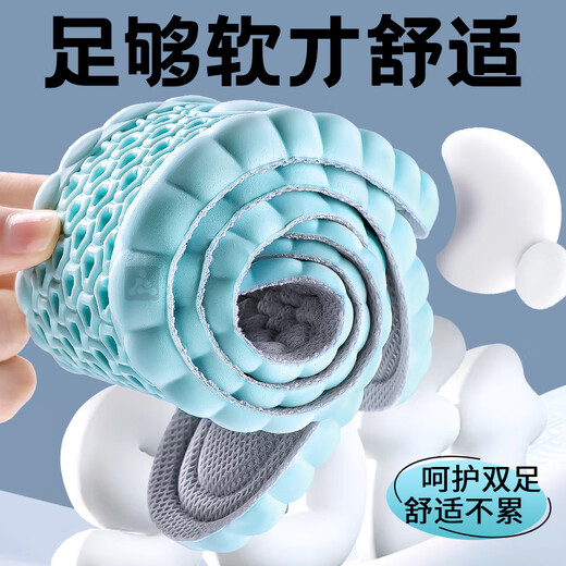 Queer sports insoles for men, anti-odor, sweat-absorbent, breathable, anti-bacterial, non-suffocating, soft and elastic for feet, shock-absorbing, feeling like stepping on shit, not tired after standing for a long time, prevent foot pain, 2 pairs, blue and gray - sports shock-absorbing, sweat-absorbing and anti-odor, size 41, can be cut