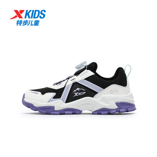 XTEP Children's Cotton Shoes Girls Mountain Hiking Elements Knob Buckle Velvet Sneakers Black/Sail White/Snow Blue Purple 36