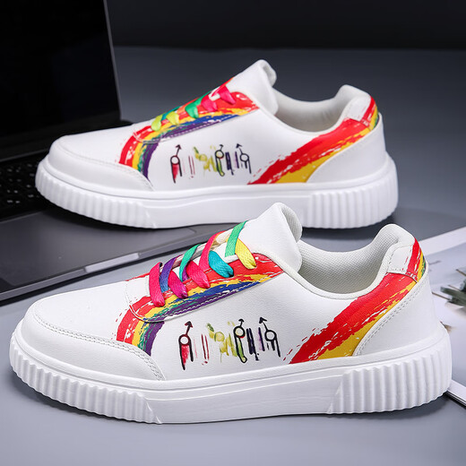 Brand broken-size men's shoes 2025 new women's leather low top fashion lightweight casual board shoes couple sports shoes large size JJ826 white and green 41