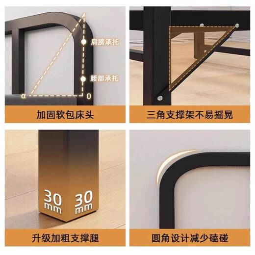 折叠床单人床家用午休床简易便携租房午睡铁床办公室硬板行军床 黑架立柱【钢架厚板】190*100cm