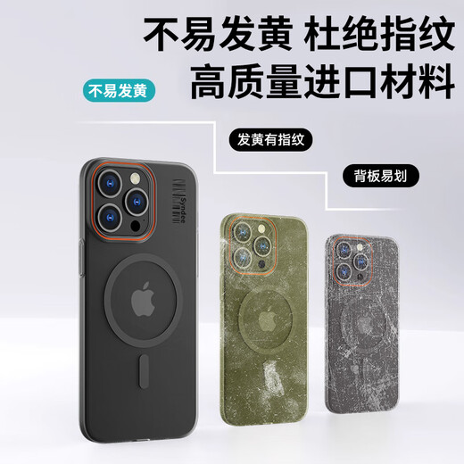 RAID [TOP-SELLERS SELLANT] Applicable à Apple 16Pro Mobile Phone Case iPhone 16pro Case de protection Magnétique Sand Soft Skin Forre Transparent Light et simple Couleur contrastée Couleur dure Hard Boîte de protection Gray Fog