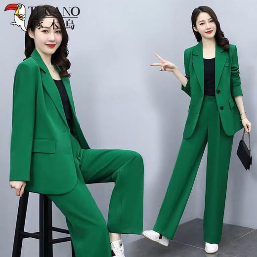 Woodpecker single/suit 2025 new spring socialite small fragrant suit professional royal sister wide-leg pants two-piece suit women summer black jacket + pants + white vest light and thin M