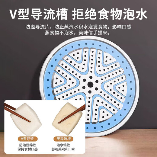 Kangbach stainless steel three-layer steamer household multi-bottom large steamer steamer visible pot lid 28cm universal induction cooker