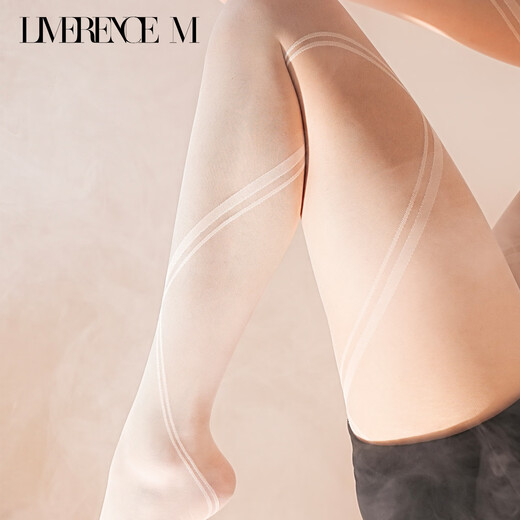 Lai Mi Runsi black bandage ultra-thin T-crotch stockings sexy black silky women's stockings light black 1 pair L-T crotch open crotch