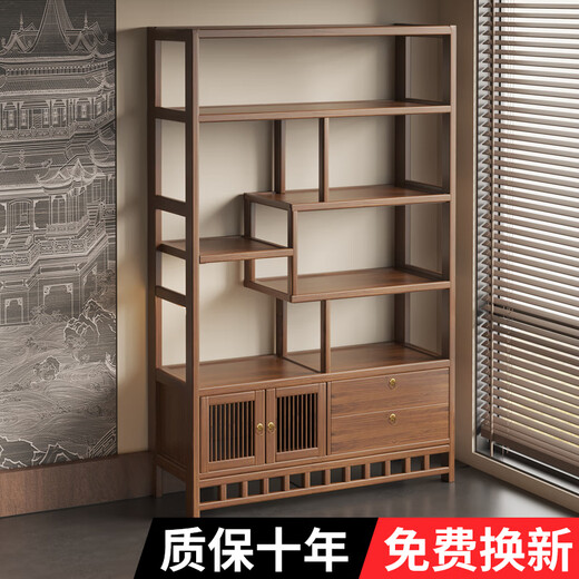 Xingchen Baibang New Chinese Style Duobao Pavilion Bogu Rack Tea Display Display Cabinet Living Room Antique Ornament Storage Rack Partition Shelf Six-Layer Classic 80cm Model Without Drawer Cabinet Door