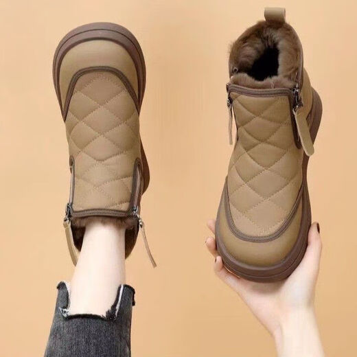 Snow boots for women 2025 fashion new winter velvet thickened warm non-slip casual versatile cotton shoes women's cotton shoes black 37