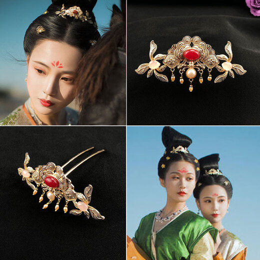 Jieyi Hanfu hair crown, ancient style girls' hairpin, ancient costume headdress, horse face skirt, children's hairpin, Mulan accessories, Hanfu hairpin 1 piece
