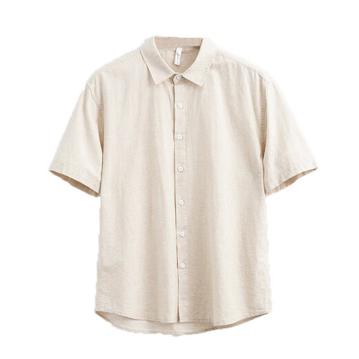 ZoSqueeg men's linen short-sleeved shirt summer linen youth summer loose casual cotton linen shirt men's clothing white M86 2XL
