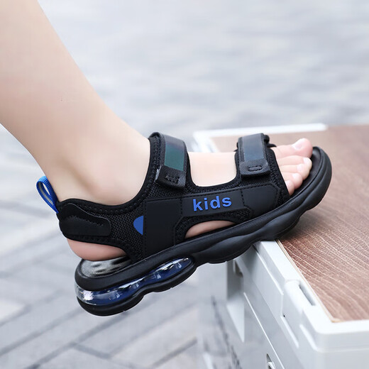 男童凉鞋2025夏季新款中大童儿童沙滩鞋休闲户外青少年凉鞋8-15岁 黑蓝 39