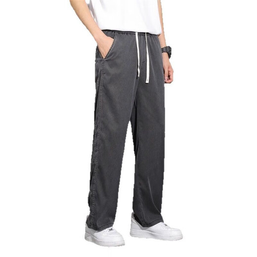 NOSSKISS国际男装品牌高端牛仔裤夏季薄款潮牌直筒宽松阔腿夏天休闲 1048灰色 均码 5XL建议200—220斤
