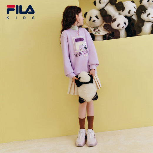 FILA [anti-bacterial] Fila Children's Children's Clothing Top 2025 Autumn New Style Comfortable Pullover Sweater for Men and Girls Sound Wave Purple-VT 150