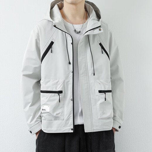 Scarecrow brand work jacket men's 2025 spring and autumn new style hooded jacket for young and middle-aged men's assault top men's black XL