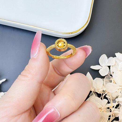 Time to Run Ring for Women, Adjustable Niche Light Luxury Lucky Beads Cat's Eye Simulated Sand Gold Birthday Gift Time to Run Ring (Adjustable)