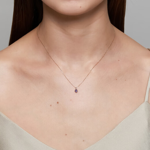 Fat Donglai quality tanzanite necklace nojess22 winter same style niche rhombus silver gold-plated zircon Japanese set necklace