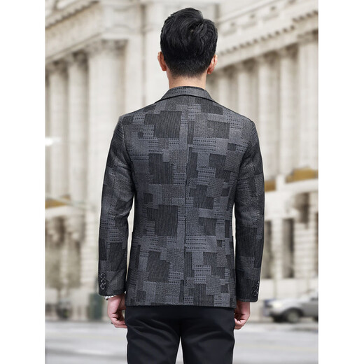 BOSS genuine leather suit jacket for men in autumn and winter high-end yuppie casual suit top men's cowhide single suit plaid M 170