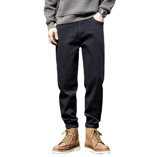 Le nouveau style de graisse et de jean droit noir plus grand de Yiant Yibei pour la graisse et la tendance de grande taille 9928 pantalon recadré bleu clair de style printemps et estival (recommandé 100-110jin [Jin est égal à 0,5 kg]))