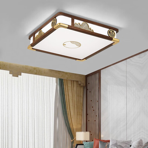 OPP-Beleuchtung (Opple) Neues chinesisches Deckenleuchte Leuchtzimmer Leuchtt Gold Seidensandelholz Modernes Esszimmer Leichtes chinesisches Stil Zen Klassisches Schlafzimmer Licht 1W 9896 Rechteck 118*78 Unapply Dimmen