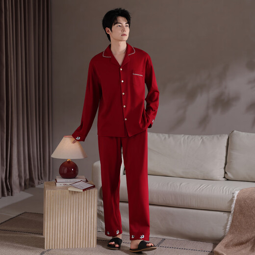 Xihong pajamas wedding newlyweds couple set large size pure cotton red zodiac year new bride men and women spring and autumn 2207,2208 gift box packaging L women's 100-120 Jin Jin equals 0.5 kg