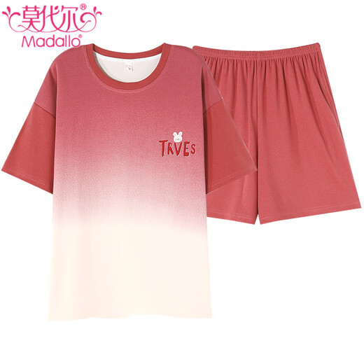 莫代尔纯棉睡衣女夏季新款短袖套装学生夏天全棉小个子女生可外穿家居服 Y9856 L 【95-115斤穿】
