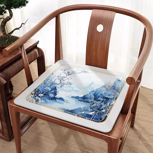 Luoda bewegt Sitzkissen im chinesischen Stil Vier Jahreszeiten Universal Stuhl Kissen Ice Seidenkolben Kühlmatte Massivholzmöbel Mahagoni-Sofa Stuhl Kissen U2694n-Cyanqing Pfirsich Blossom n [vier Jahreszeiten universell] 45*45 cm (kleiner Sitzkissen)