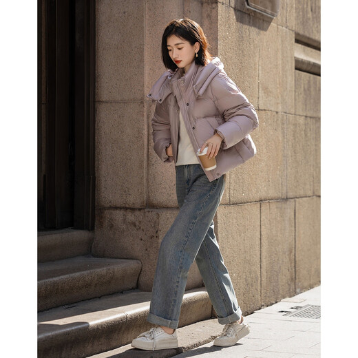 Demana Light to warm winter non-pressing 90 duck down hooded three-layer craft elastic hooded women's down jacket