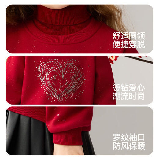 ASK JUNIOR children's sweatshirt winter medium and large children's thick warm round neck pullover girl's silver sportswear