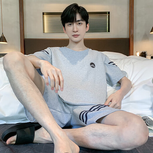 
Sangqin pajamas men's summer thin short-sleeved shorts can be worn on the outside for casual men's plus-size cool home clothing set 9922# L [Suggested 100-120Jin [Jin equals 0.5 kg]]