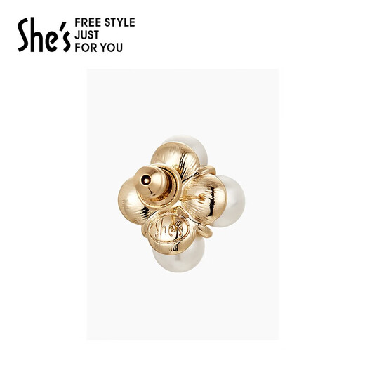 She s Akiko mini round four-leaf clover-shaped craft pearl earrings fashionable earrings birthday gift for girlfriend four-leaf clover type SPE8709074H1