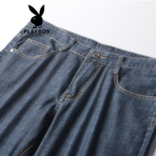 Playboy (Playboy) Corte cola de hilo Single Nuevo estilo Summer Men's Business Business Casual Loose Men's Jeans Trendy Black-723 29
