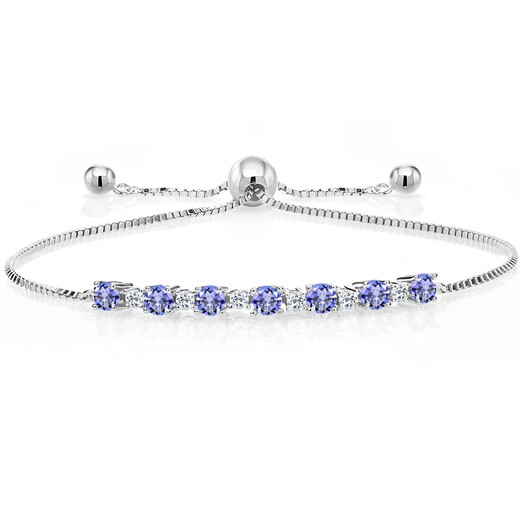 GEM STONE KING 1.2 carat tanzanite bracelet for women 925 silver adjustable full diamond colorful jewelry as a birthday gift for girlfriend