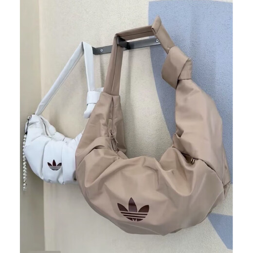 阿迪达斯 （adidas）三叶草女褶皱云朵包单肩斜挎牛角包休闲包 KA9267 KA9272 汉玉白KA9267(26x18cm)